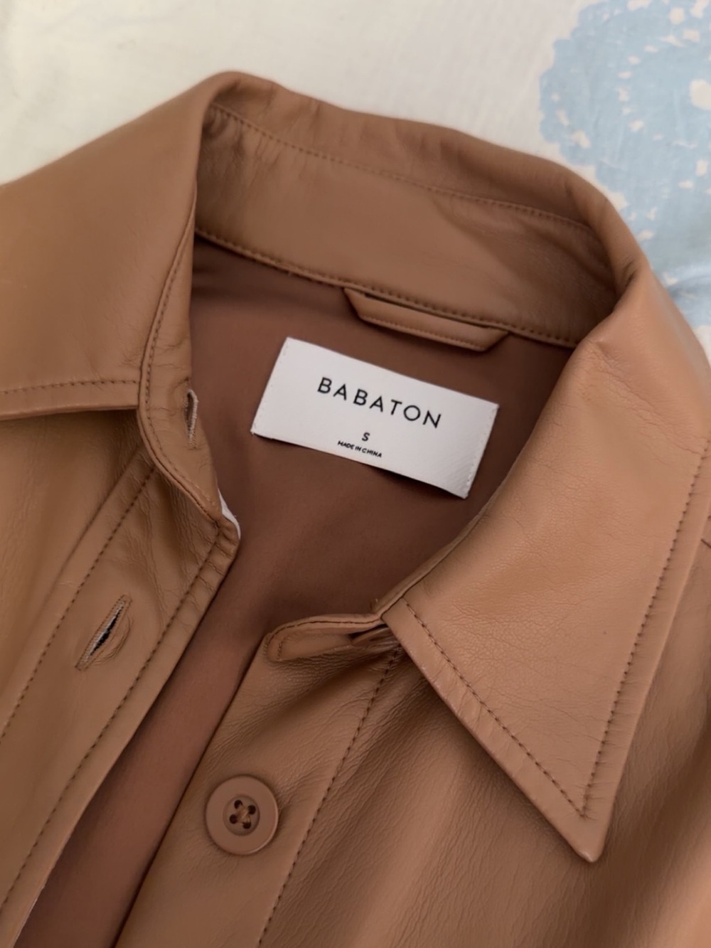 Babaton Women's faux Leather Button-Front Jacket in Camel